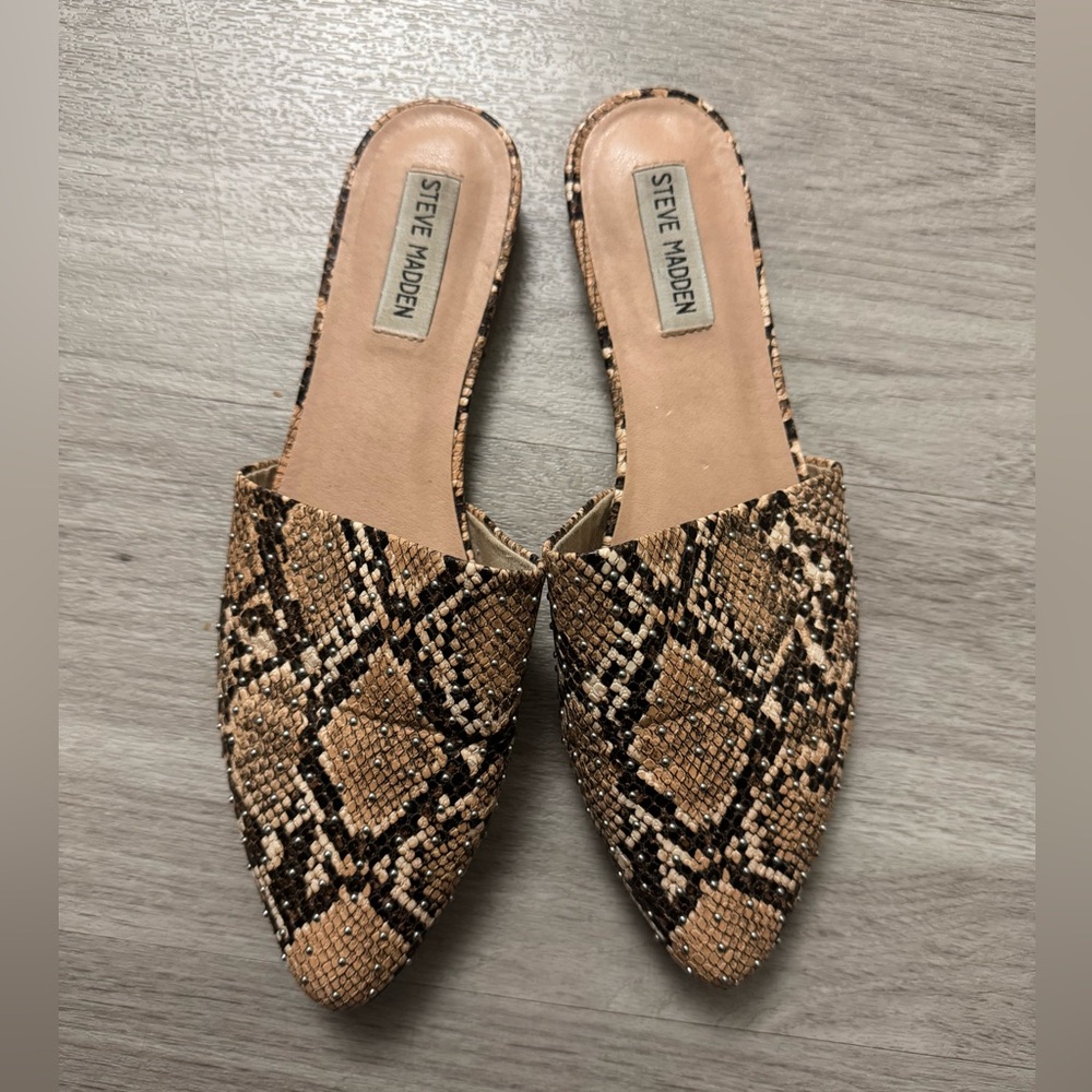 Steve Madden Snakeskin Embellished Mules